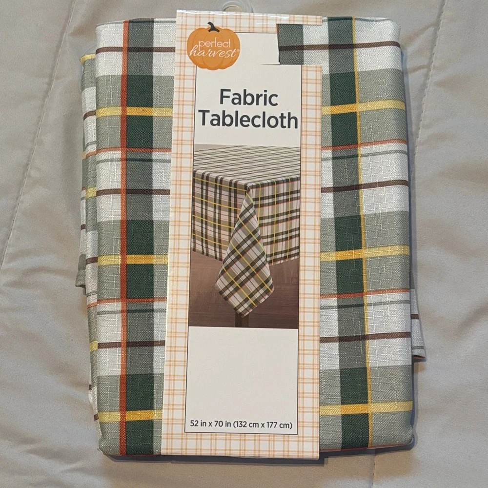 Plaid Fabric Tablecloth 52 inches x 70 inches